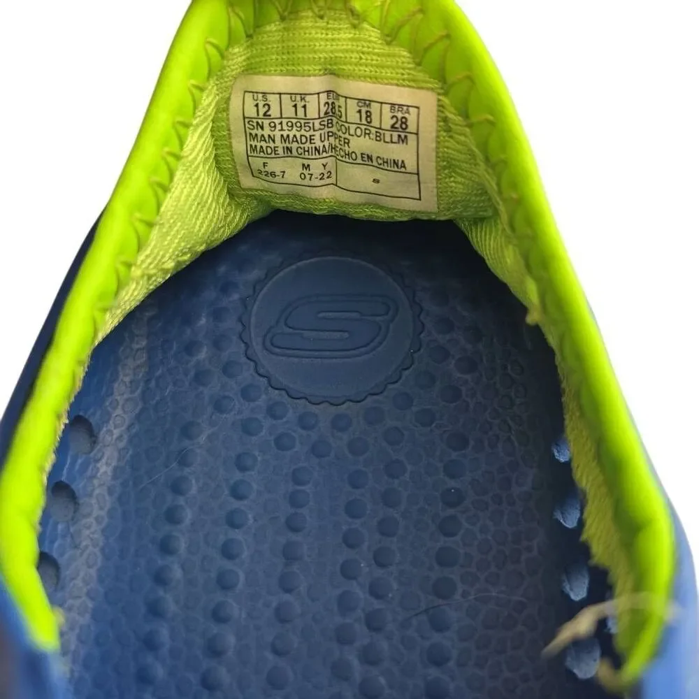 Skechers Boys Size 12 Blue Lime Green Perforated Water Shoes